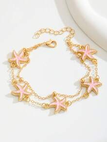 1 buah Gelang Kaki Dua Lapis Motif Bintang Laut Manis Musim Panas untuk Anak Perempuan, Cocok untuk Liburan Pantai, Kencan, dan Kehidupan Sehari-hari, Aksesori Perhiasan untuk Hadiah Ulang Tahun Anak-anak - MultiWarna - View 7