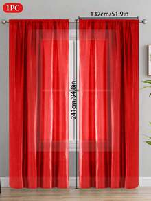 1PC Rod Pocket Design Partition Curtain, Solid Color Smooth Semi-Sheer Window Curtain, Suitable For Living Room, Bedroom, Wedding, Party Backdrop And Other Decorative Curtains - Multicolor - View 37