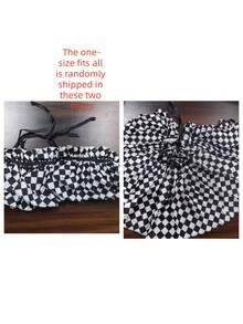 1PC Black & White Plaid Fake Collar Decoration, Collar, Fake Collar, Clown Costume Plaid Fake Collar Pullover, Unisex Clothing Accessory, Role Play, Halloween Costume, Halloween Women's Clothing, (One Size Randomly Shipped Clown Collar And Clown Sleeve Style) - Black - View 8