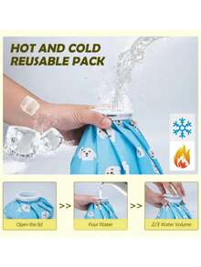 Bolsa de agua caliente con diseño de dibujos animados, bolsa de agua caliente y fría de uso dual para compresas calientes y frías - Multicolor - Ver 4
