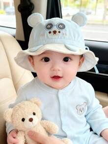 1 buah Topi Bayi Bergambar Beruang Lucu dengan Kacamata, Topi Ember Tipis Pelindung Matahari Musim Semi/Musim Gugur untuk Bayi Perempuan, Topi Ember Balita yang Dapat Diatur Ukurannya - MultiWarna - View 5