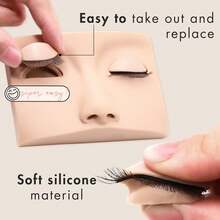 SRCKFIZ Double Layer Lash Mannequin Head - Realistic Soft-Touch Rubber Head With 2 Layers Replaced Eyelids - Training Makeup Head (1 Pair Removable Eyelids) - Multicolor - View 4