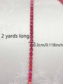 1 Peça Corrente de Garra com Strass de 2 Jardas, Acabamento de Strass de Cristal Costurado à Mão, Acessórios DIY para Roupas, Sapatos, Chapéus, Bolsas, Acessórios de Cabelo - vermelho vivo - Visão 2