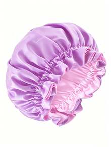 CONFLASS 可翻面豹紋緞面睡眠帽，雙層絲滑夜間睡眠帽，附荷葉邊飾，彈性髮帶，適合女性捲髮/自然髮 - 彩色 - 查看 7