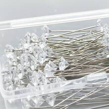 100入鑽頭針 透明水鑽花卉飾針 盒裝 - 鑽石針 - 查看 7
