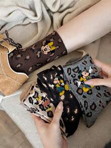 1/5 Pairs Disney Socks, Mickey Socks, Minnie Mid-Calf Socks, Cartoon Series Cute Cool Unisex Style, Premium Mid-Calf Socks, Printed With Disney Mickey Pattern, Perfect Holiday Gift, Random Shipment - Multicolor - View 2