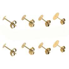 5pcs/Lot Gold Stainless Steel Earring Studs Blank Post Base Pins With Earring Plug Findings Ear Back For DIY Jewelry Making Accessory - Gold - View 9