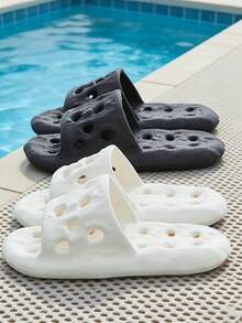 1 Pair Soft Cushion Hole Water-Drain Slippers, Couple Home Bathroom Gym Non-Slip Indoor Slides - Slippers - View 6