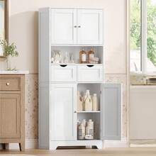 57.8" H Tall Bathroom Storage Cabinet With 4 Doors & 2 Adjustable Shelves, Freestanding Bathroom Cabinet With 2 Drawers, Kitchen Cabinets & Variant 1 - White 2 Drawers - View 2