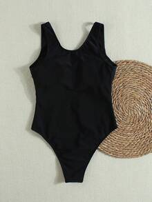 Baju Renang Wanita Seksi Model One-Piece Berhiaskan Berlian Imitasi untuk Musim Semi/Panas 2026, Potongan Bikini, Cocok untuk Berenang di Pantai dan Liburan Musim Panas. - Hitam - View 3