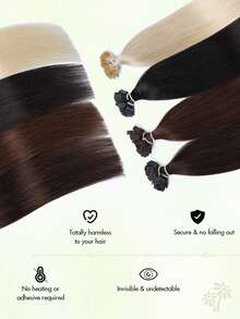 Flat Head Keratin Hair Extensions 12-24 Inches Invisible F-Head Human Hair Extensions High Quality Natural Look Suitable For Fine Hair Wedding Daily Party Use Human Straight Hair Extensions - Multicolor - View 6