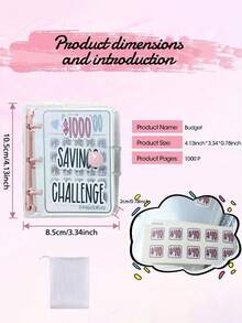 1000 Savings Challenge Binder Envelope Savings Challenge Binder Reusable Mini Budget Book Home Office Back To School Travel Essentials - Multicolor - View 12