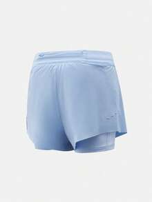 Nike 女款 AS W NK SWIFT DF MR 2N1 SHRT 梭織短褲 HJ5377-468 - 藍色 - 查看 2