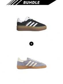 Adidas [Bundle] Gazelle Gazelle Bold Women's Sneakers Core Black / Cloud White / Cloud White IE0876 + Gazelle Originals Handball Women's Shoes Violet / Cream White JR0849 - Core Black+Silver Violet - View 1