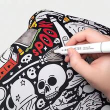بطانية تلوين DIY مع أقلام تلوين 24 لون، بطانية بنمط شخصي إبداعي، هدية ديكور فني فريد لتخفيف التوتر - A - مشاهدة 8