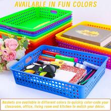 6 Pcs Plastic Classroom Storage Baskets Bulk 14 X 10 In Turn In Paper Tray For Classroom A4 Size Colorful Storage Organizer Bin Wi - 6pcs - View 6