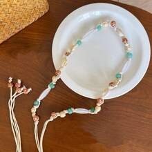 Bohemian Beaded Waist Chain, Natural Shell & Wood Beads Woven Belt, Adjustable Cinch For Vacation Outfits - Colorful Wooden Beads and Seashells - View 7