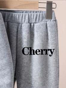 Hoodie dan Celana Olahraga Hangat Motif Ceri untuk Balita - Grey - View 5