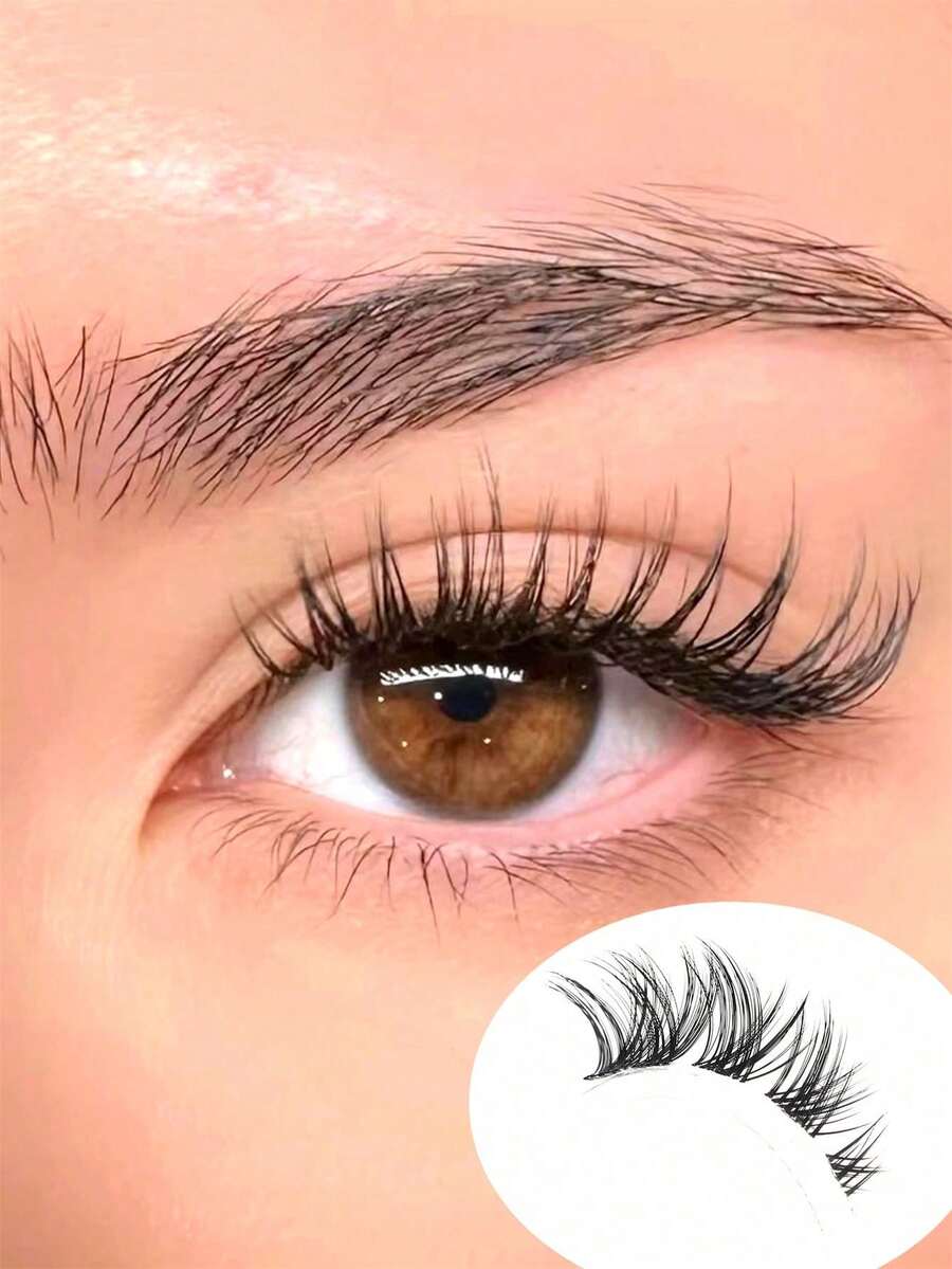 7對蓬鬆貓眼假睫毛,自然D捲度歐美風 - 黑色 - 查看 1