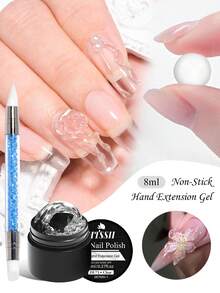 MEET ACROSS 3件組 8ml 透明白色粉色不黏手延長凝膠指甲油，附雙頭矽膠筆 3D 造型，指甲藝術固態奶白色果凍硬凝膠，適用假指甲雕花指甲藝術，丙烯酸凝膠上釉建構凝膠，居家沙龍操作簡單 - 彩色 - 查看 7