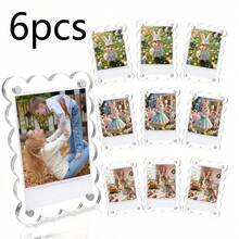 10 buah Bingkai Foto Magnetik Akrilik Ukuran 2,36 x 3,54 Inci dengan Tepi Bergelombang, Album Foto Kartu Bintang K-Pop, Bingkai Magnetik Dua Sisi untuk Kulkas/Loker - pola gelombang - View 10
