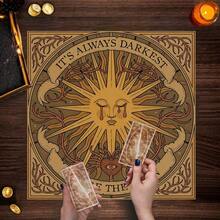 1pc Sun Moon Stars Tarot Tablecloth Divination Cloth Crystal Ritual Meditation Spiritual Ceremony Decor Party Cover - Black - View 7