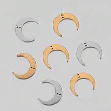 5Pcs Stainless Steel Double Hole Moon Pendant Suitable For DIY Handmade Tassel Earrings And Jewelry Charms - Pendants - View 4