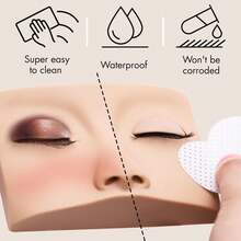 SRCKFIZ Double Layer Lash Mannequin Head - Realistic Soft-Touch Rubber Head With 2 Layers Replaced Eyelids - Training Makeup Head (1 Pair Removable Eyelids) - Multicolor - View 8
