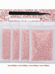 4袋 2-5mm 10,000顆樹脂水晶水鑽，適用於手工藝、衣物與布料，皇家藍平底寶石，深藍色平底水鑽，混尺寸大包裝，非熱熔，手工DIY手機殼、應援扇用（附黑色鑷子 + 白色點畫筆） - 多色 - 查看 39