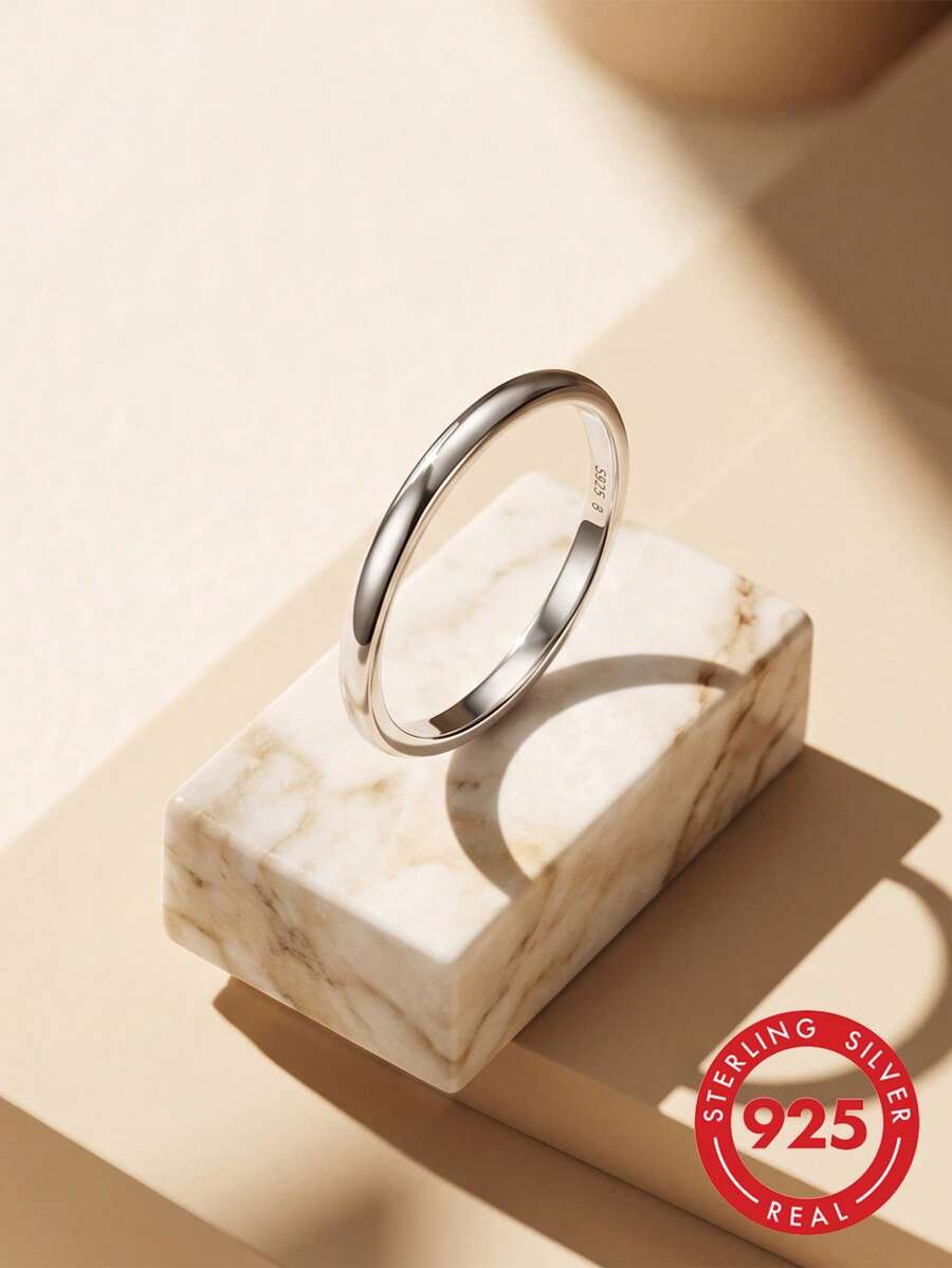 ORSA JEWELS 1pc 925 Sterling Silver Ring, Polished Minimalist Design, Elegant Jewelry Gift For Women, Birthday Party Anniversary