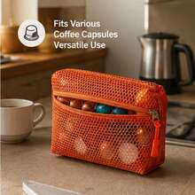 Capsule Coffee Storage Box, Portable Travel Mesh Zipper Storage Bag - Orange - View 8