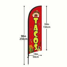 RXDAMTECH Commercial Mexican Feather Flag, 7.2FT Outdoor Advertising Curved Banner (Includes Flag Pole And Ground Stakes) - Tear-Resistant Polyester Mexican Signage For Stores And Events - Advertising Flag - View 10