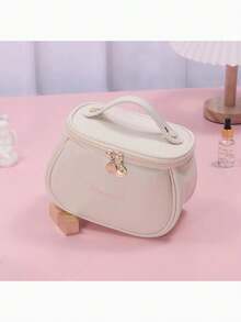 1pc Holiday Travel Makeup Bag - PU Leather Makeup Bag - Multi-Functional Storage Bag - Large Capacity Cosmetic Storage Bag - Waterproof Bathroom Makeup Bag - Toiletry Bag - Portable Handbag - Bathroom Storage - Bedroom Storage - Travel Essentials - Brown - View 9