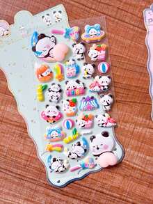 Pegatinas de PVC con relieve 3D con patrón de melocotón lindo, estilo retro Y2K, diseño creativo de oso & conejo para alivio del estrés, pegatinas DIY - Multicolor - Ver 12