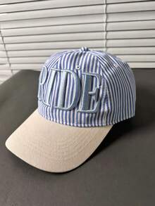 新娘棒球帽，3D刺繡，藍白條紋拼色，可調節彎帽簷女款爸爸帽，單身派對、新娘送禮 - 棒球帽 - 查看 8