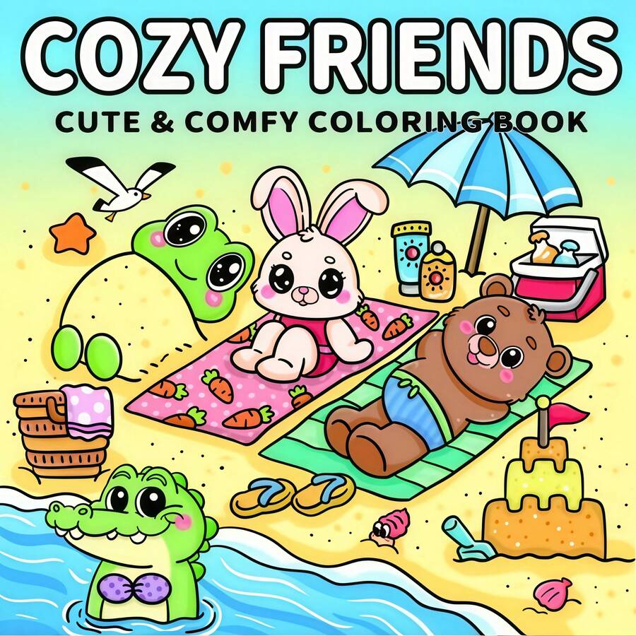 1 Stück bequemes Malbuch für Kinder mit Freunden, mit niedlichen flauschigen Tieren wie Bären und Welpen und ihrer engen Freundschaft, dickem Liniendesign, 24 Seiten aus dickem Papier, geeignet zur Förderung von Kreativität und künstlerischem Interesse, Malbuch zur Entspannung für Erwachsene, perfektes Geschenk für Geburtstag, Weihnachten, Thanksgiving und Ostern