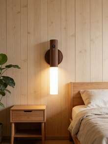 1pc Detachable Magnetic LED Wall Light, Wooden Texture Sensor Night Light, USB Rechargeable Portable Handheld Reading Light, Suitable For Bedroom, Stairway, Bathroom - 感應燈 - 查看 4