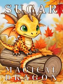 Autumn Little Dragon A4 Coloring Book: Adorable Orange Winged Candy Dragon Fantasy Cartoon Art, Surrounded By Autumn Foliage Under Soft Cloudy Sky - BY-067(Magic Dragon) A4 - View 16