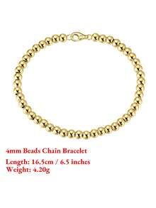 ORSA JEWELS 1件 925純銀鍍14K金珠鏈手鍊，女士手鍊，精緻女性女孩珠寶，生日派對週年禮物 - 金黃色 - 查看 11
