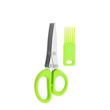 3/5 Blade Stainless Steel Kitchen Scissors, Multi-Color Herb & Vegetable Chopper, Sharp & Rust-Resistant, Ergonomic Handle, Convenient For Chopping Scallions, Suitable For Salad, Chili, Cilantro & Ingredient Preparation, Includes Cleaning Brush, Essential Cooking Tool - Multicolor - View 14