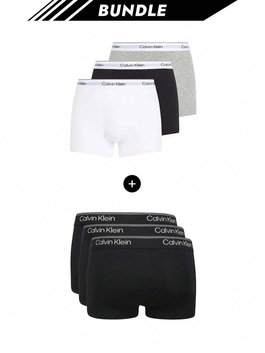 Calvin Klein [Bundle] Top Selling 3 Packs Boxers + Top Selling Low Rise Men's Boxers 3 Pack - Grey/ White/ Black+Black - View 1