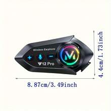 Y12 Pro Motorcycle Helmet Wireless Headset Intercom Version, 500m Intercom Range, Supports Connection To Third-Party Intercoms, Rainproof For Riding, Wireless Hands-Free Intercom, With RGB Lights, 1000mAh Battery Capacity, Suitable For Full Face And Half Face Helmets - Y12 PRO - View 2