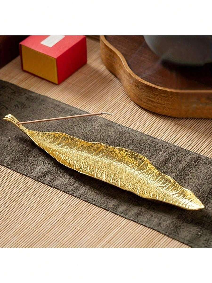 金色小菩提葉香爐-精緻香氛裝飾,省空間橫向設計,適合室內居家使用-受傳統日式風格啟發,小巧優雅,生日、畢業及其他場合的理想禮物 - 多色 - 查看 1