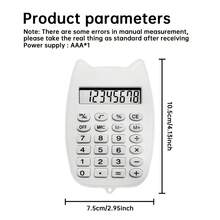 8-Digit Large Screen Cat Ear Mini Calculator, Equipped With Full Arithmetic Operations, Clear And Power On/Off Functions, Partitioned Independent Large Buttons With High Recognition, Compact And Easy To Store Body, Home Accounting, Classroom Exercises, Store Checkout Multi-Scenario Universal Calculation Tool - Battery Not Included - A - View 4