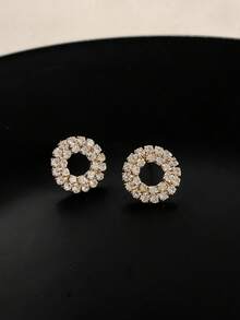 1pc Fashion Creative Personalized Circle Cool Daily Commute Earrings - Silver - View 2