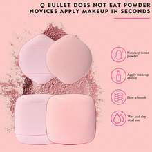 12Pcs Pink Makeup Sponge & Powder Puff Combo Set, Multi-Size Teardrop Blending Sponges, Heart Square Finger Puffs & Triangle Velvet Puffs, Wet Dry Dual Use For Foundation, Concealer & Loose Powder - Multicolor - View 7