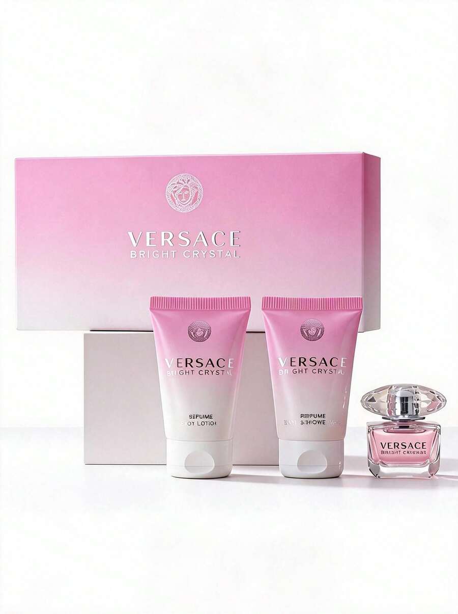 Versace Bright Crystal 3 Pcs Mini Set For Women (EDT 5ml+Shower Gel 25ml+Body Lotion 25ml) Mini Set 0.17oz/5ml+0.85oz/25ml - Perfume For Long Lasting Suitable For Birthday, Office, Gift, Daily Use - Mini Set - View 1