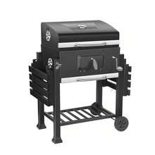 A Wheeled Barbecue Cart-Style Grill, Equipped With A Grill And Thermometer, Suitable For Upright Grilling, Camping, Gardening, And Picnics. Camping, Garden - Barbecue Grill - View 9
