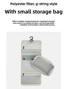 1pc Foldable Toiletry Bag, Partitioned Makeup Bag, Hanging Storage Bag, Portable Luggage Compartment, Visible Mesh Hanging Bag,Makeup Organizer,Room Decor - Multicolor - View 4