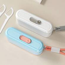 1pc/1set Automatic Pop-Up Portable Mini Toothpick Floss Dental Floss Stick Storage Box, Home Dental Floss Box. Automatic Dental Floss Box, Portable Mini Dental Floss Storage. Personal Care And Personal Cleaning Tools, Oral Care Products Storage. Convenient And Practical, Sturdy And Durable. Home & Living Products, Beautiful And Practical. - Multicolor - View 10